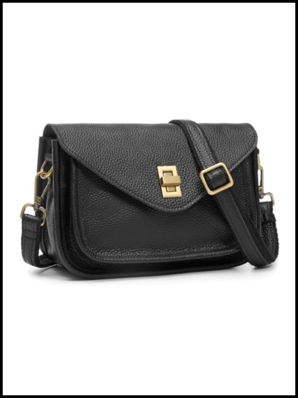 Genuine Leather Crossbody Bag Small Multi-Pocket Purse Adjustable Strap